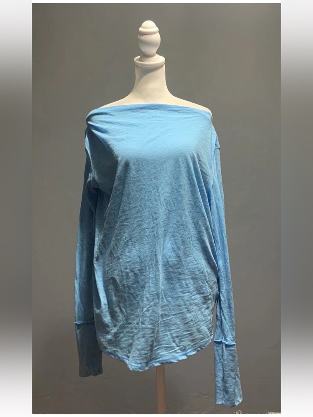 We The Free Women's Sz Small Blue Marina Off Shoulder Long Sleeve T Shirt